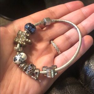 Pandora leather bracelet with charms